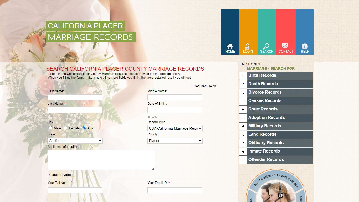 Placer County Marriage Records. Public Records, California ...