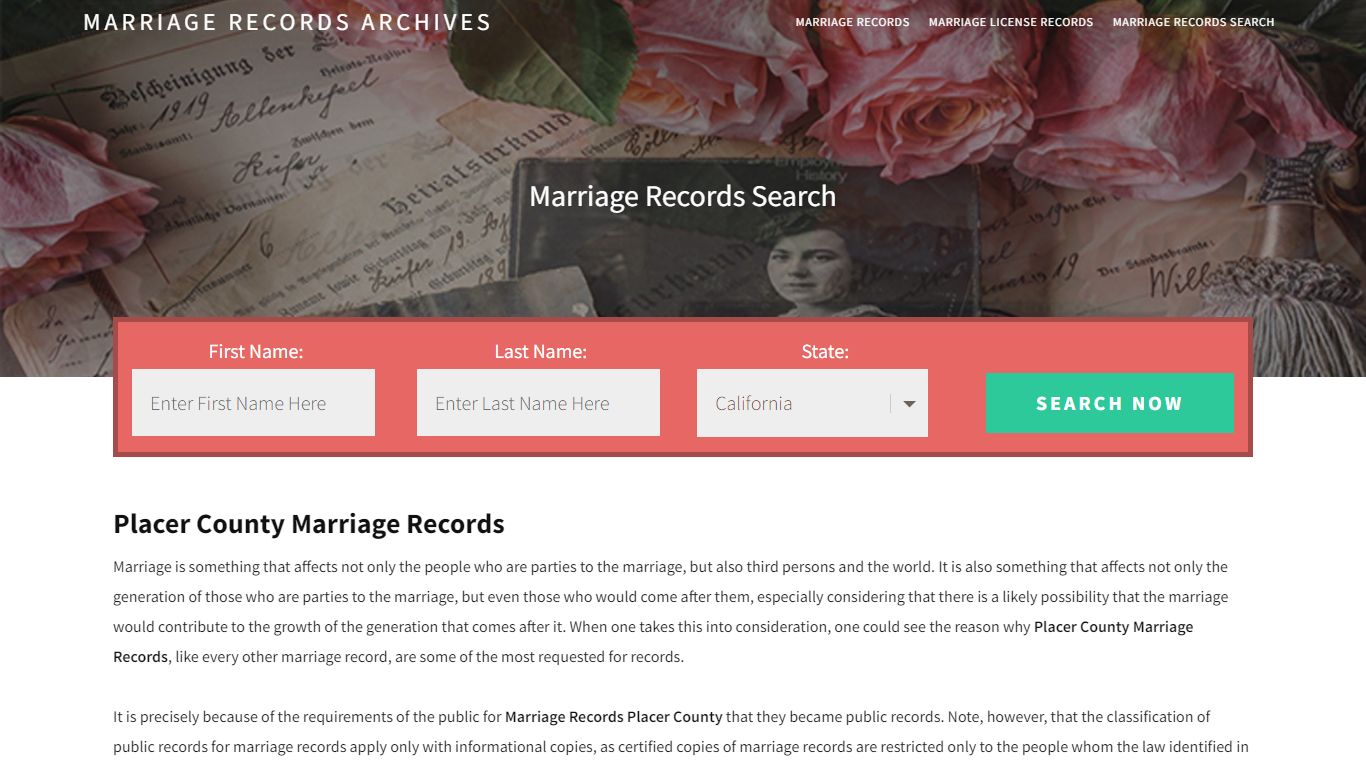 Placer County Marriage Records | Enter Name and Search|14 ...